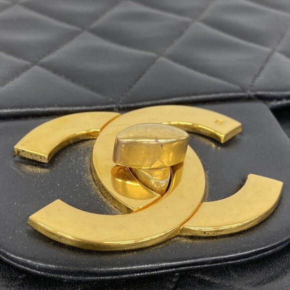 Chanel Shoulder Bag, Large Matelasse, Double Chain, Lambskin, Black, Women's - Picture 13 of 16